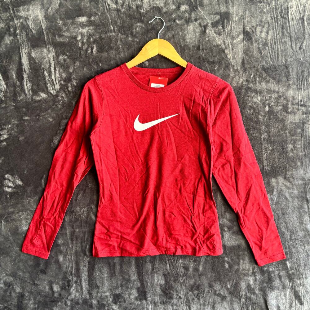 Nike Long Sleeve Big Swoosh Size Small Red